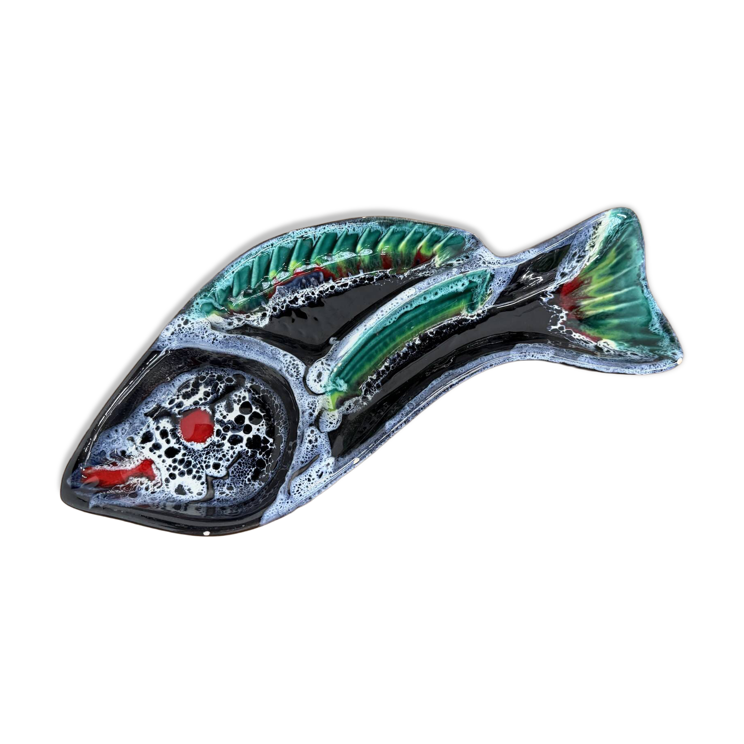 Empty pocket dish "Fish" in Vallauris ceramic from the 1950s-1960s.
