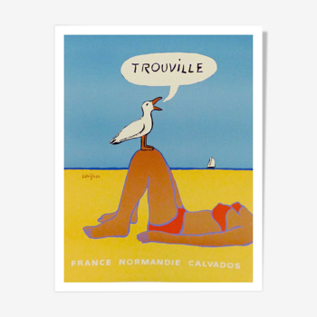 Affiche ancienne Trouville Normandie Savignac 1987