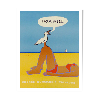 Old poster Trouville Normandie Savignac 1987