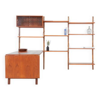 Hanging teak wall bookcase - Poul CADOVIUS - 1960s