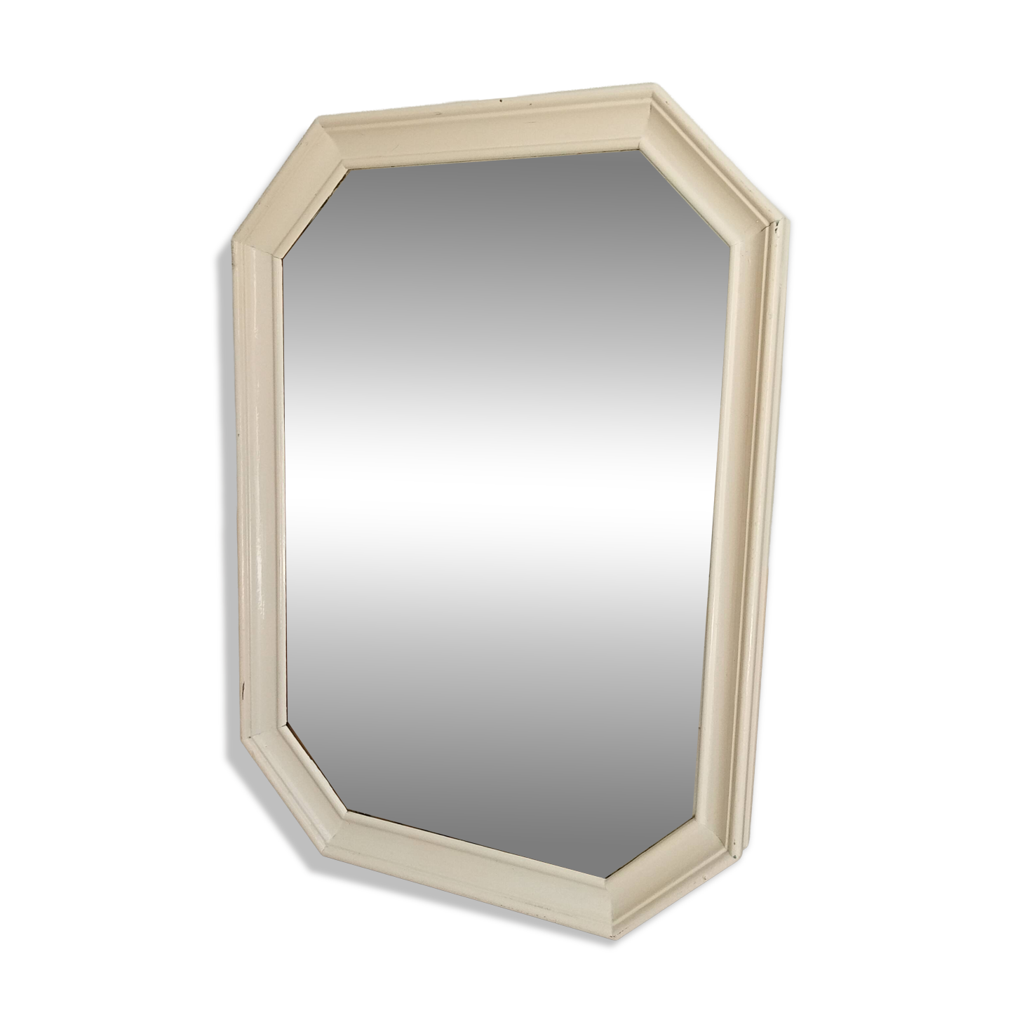 Vintage octagonal white lacquered mirror