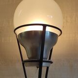 Tripod table lamp in metal, aluminum and blown glass - mid-20th century