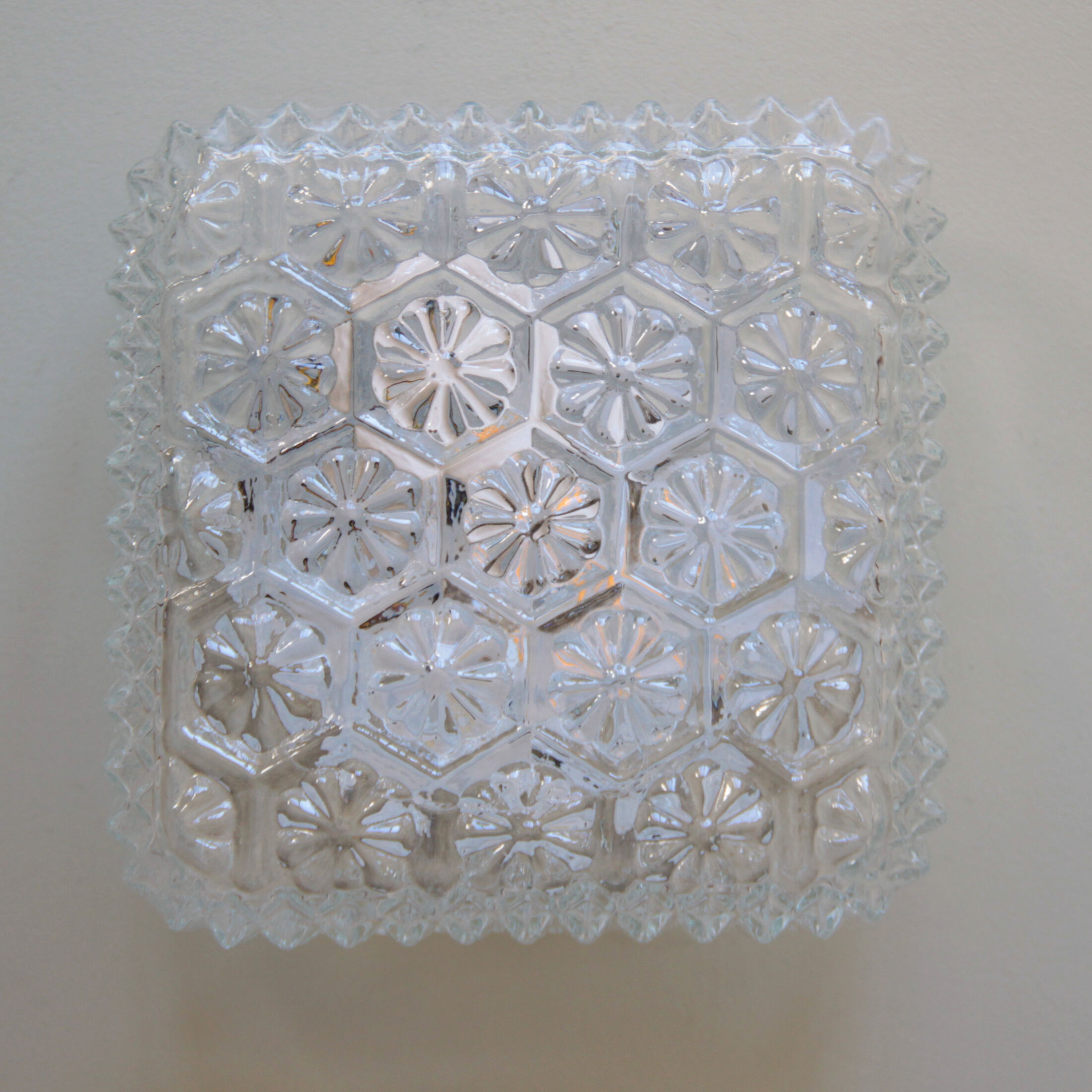 Wall lamp square ceiling lamp in minimalist glass 1970 1980 seventies eighties luminaire