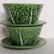 Two bowls in dabbling and their plates leaves cabbage