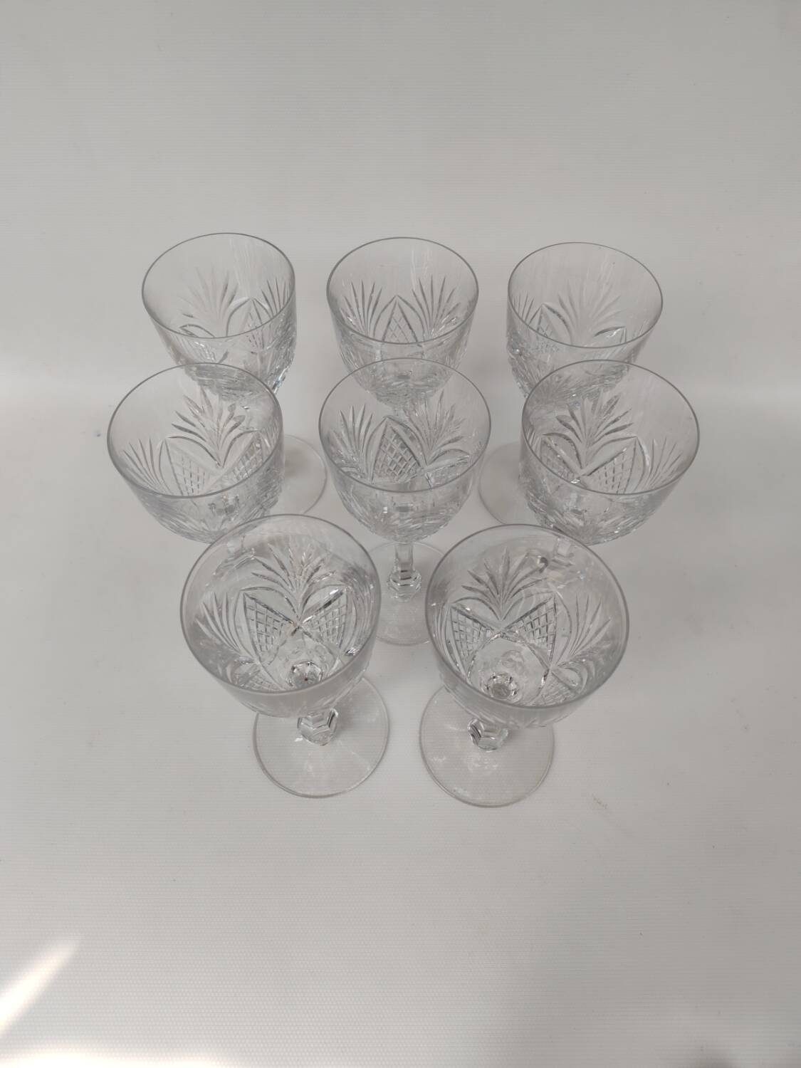 8 large Saint Louis crystal glasses, Moselle model. 1930s.