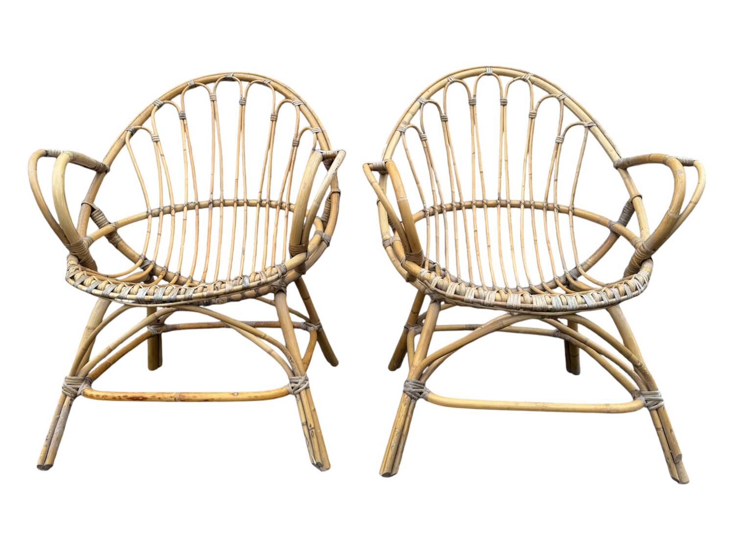 Pair of rattan armchairs from the 60s