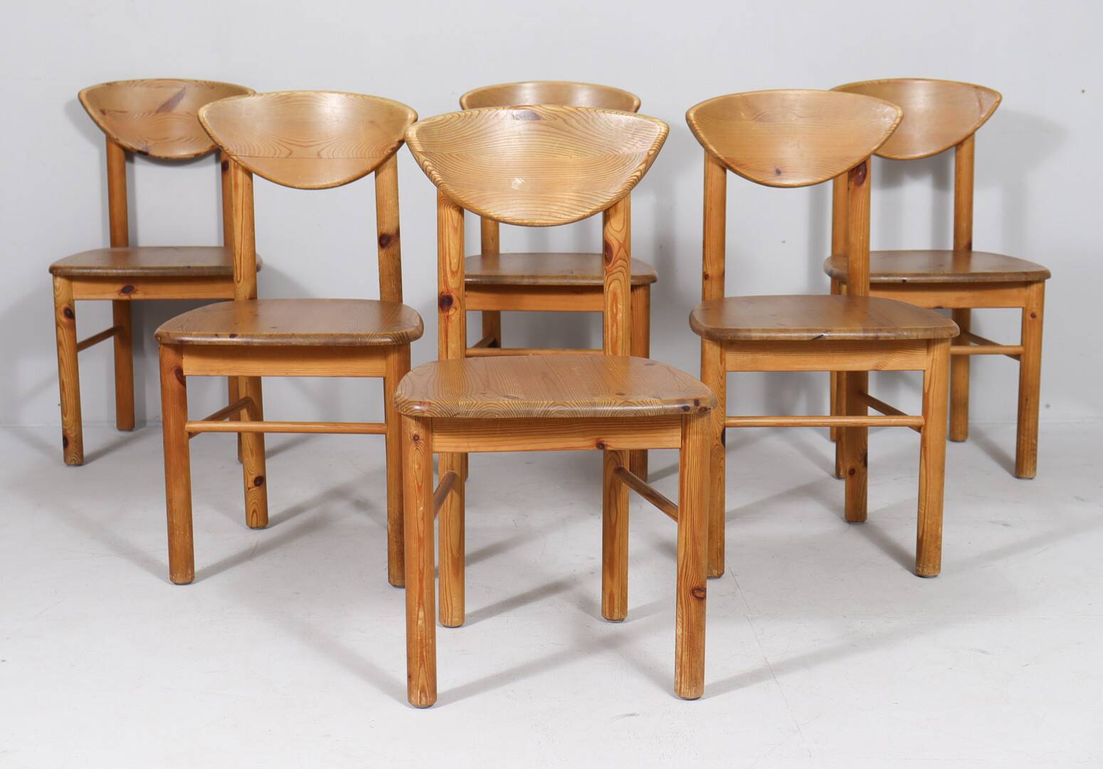 Lot de 6 chaises de salle à manger, Rainer Daumiller, bois de pin, années 1970