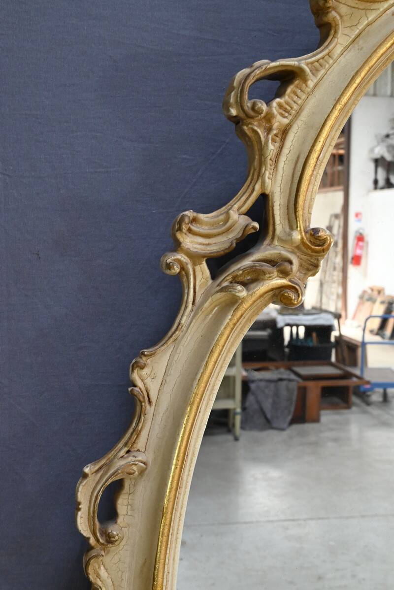 Painted Wooden Console-Mirror Set – 20th Century