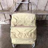 Stroller doll metal wheels hooded child's toy 50s vintage