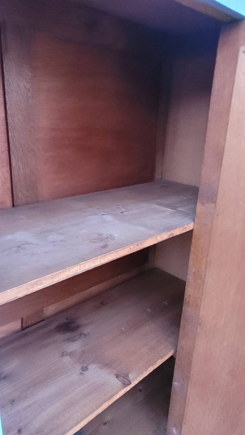 Parisian Art Deco armoire with beveled mirror and painted decoration