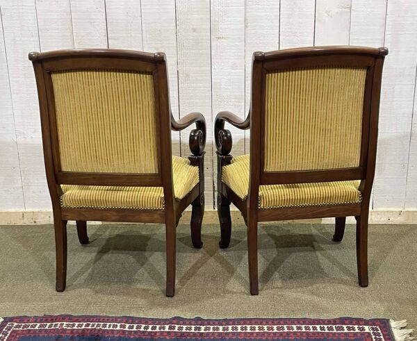 Paire de fauteuils à crosses 19ème en acajou