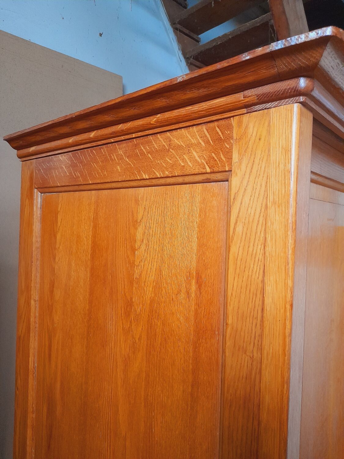 Vintage oak sliding wardrobe/closet