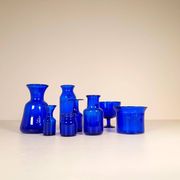 Midcentury collection of eight blue vases by Erik Höglund, Sweden, 1960s.