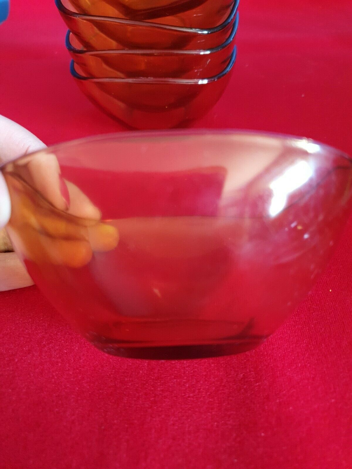 Vereco 6 ramekin set in vintage smoked amber brown glass made in France