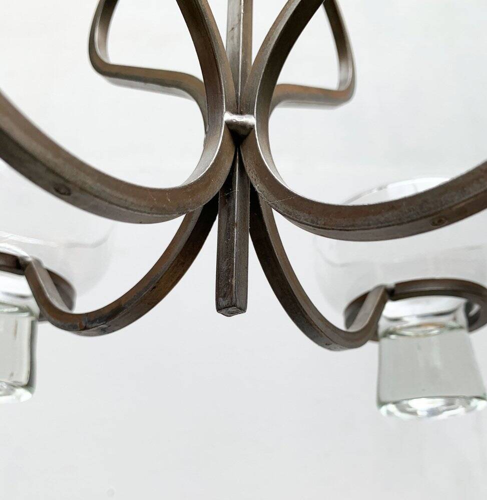 Bougeoir danois en métal et verre du milieu du siècle, années 1960