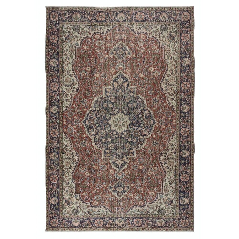 Vintage Turkish Wool Area Rug. One of a kind Handmade Carpet