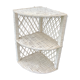 Corner shelf in rattan and vintage white wicker
