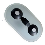 Postmodern black metal glass ceiling lamp | 1990s