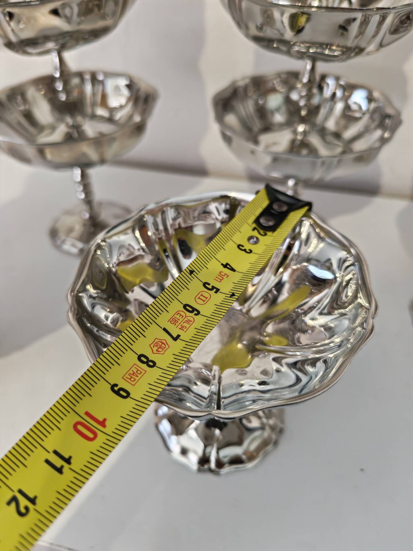 12 shiny high sorbet cups in stainless steel chrome