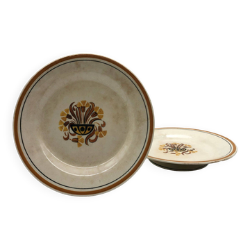 Lot de 2 Compotiers bas, Creil et Montereau – Modèle œillet.