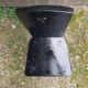 Old Alsatian mountain chair black wood back openwork shape vintage #a662