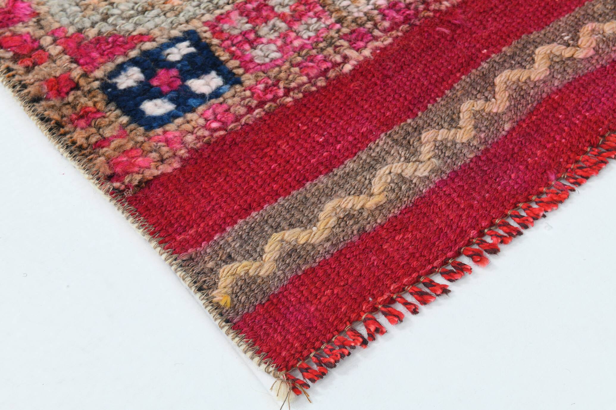 3x12 Red & Navy Blue Oushak Runner Rug, 83x352Cm