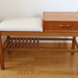 Entrance bench, Scandinavian modular telephone bench, teak, 1960