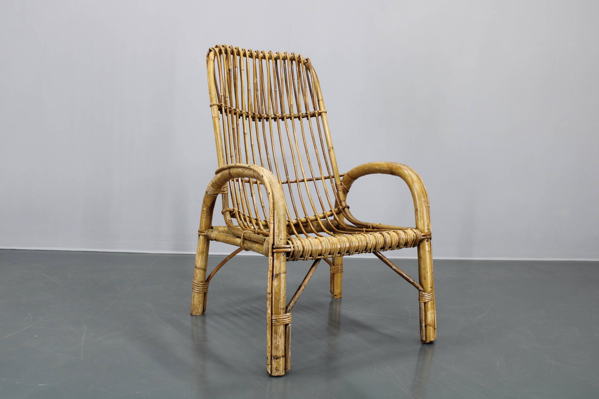 1950s “French Riviera” Rattan Armchair, Italy