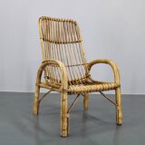 1950s “French Riviera” Rattan Armchair, Italy