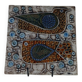 Glazed ceramic plaque "The 2 Birds" by Lisa LARSON - Series UN