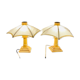 70s bamboo parasol lamps