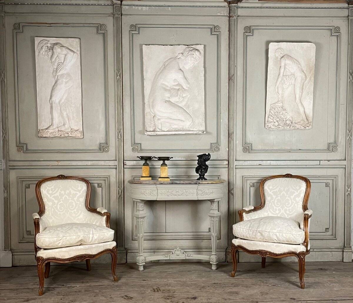 Set of 3 original plaster casts from the academy after the antique, circa 1900