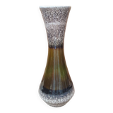 Ancien Vase Céramique Multicolore Vert & Beige Vintage