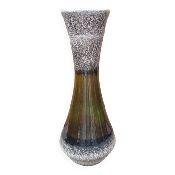 Old Vintage Multicolored Green & Beige Ceramic Vase