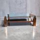 Belgochrom coffee table with 23K gold plating and faceted legs, 1970s.