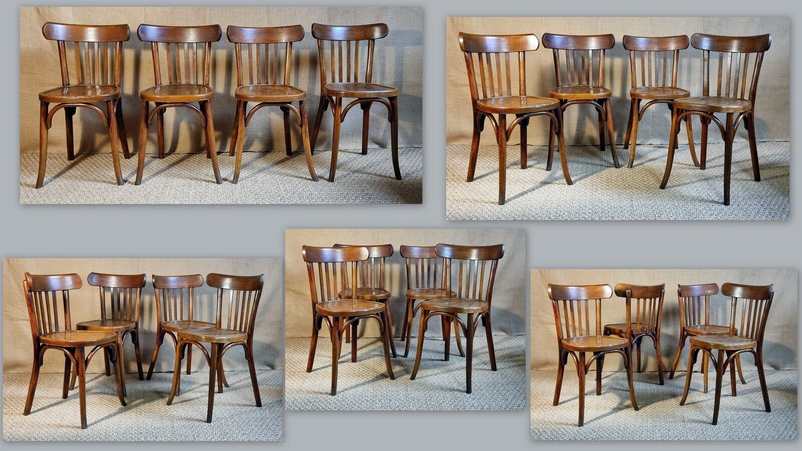 4 Baumann bistro chairs 30s curved wood