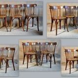 4 Baumann bistro chairs 30s curved wood