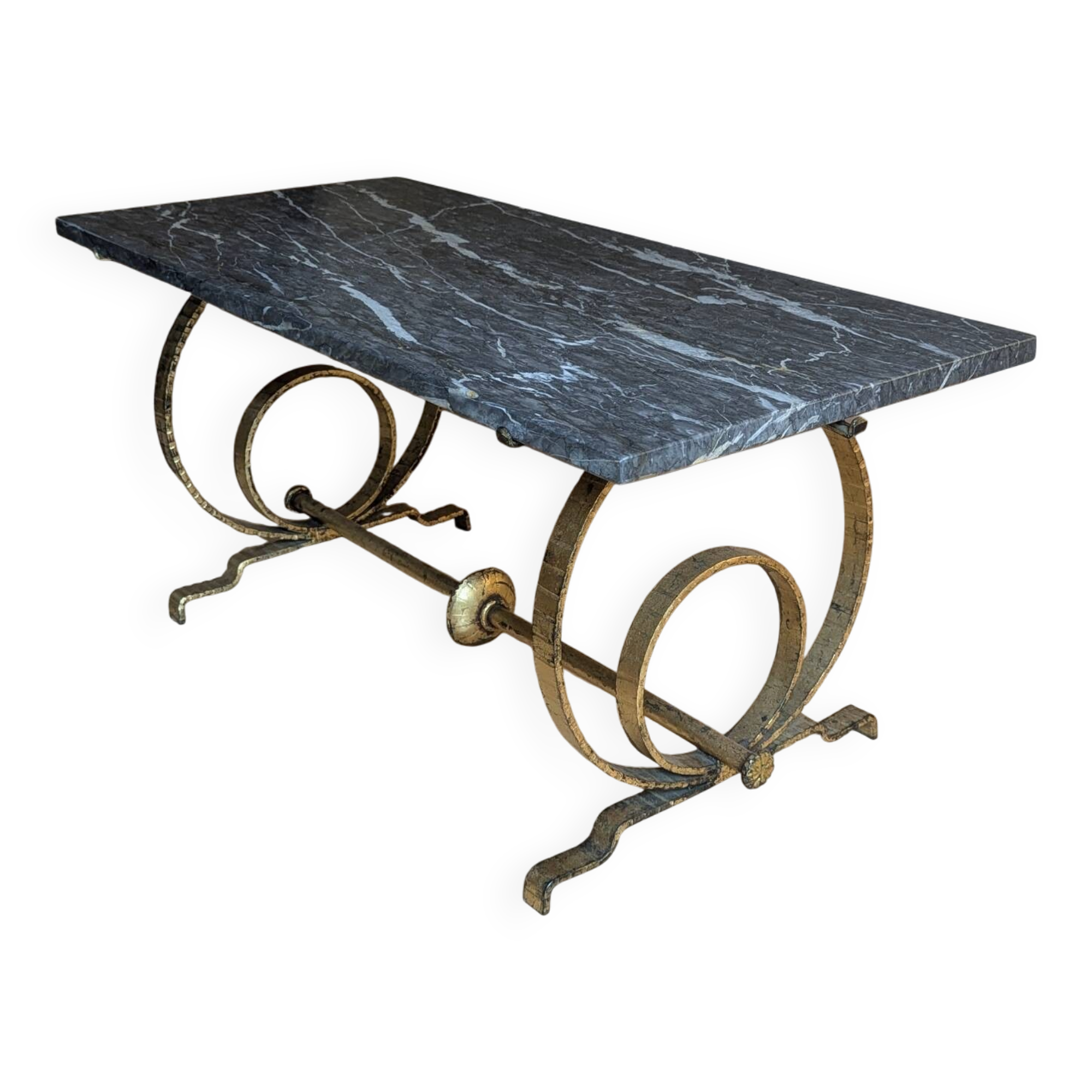 Table basse en marbre gris, année 60-70