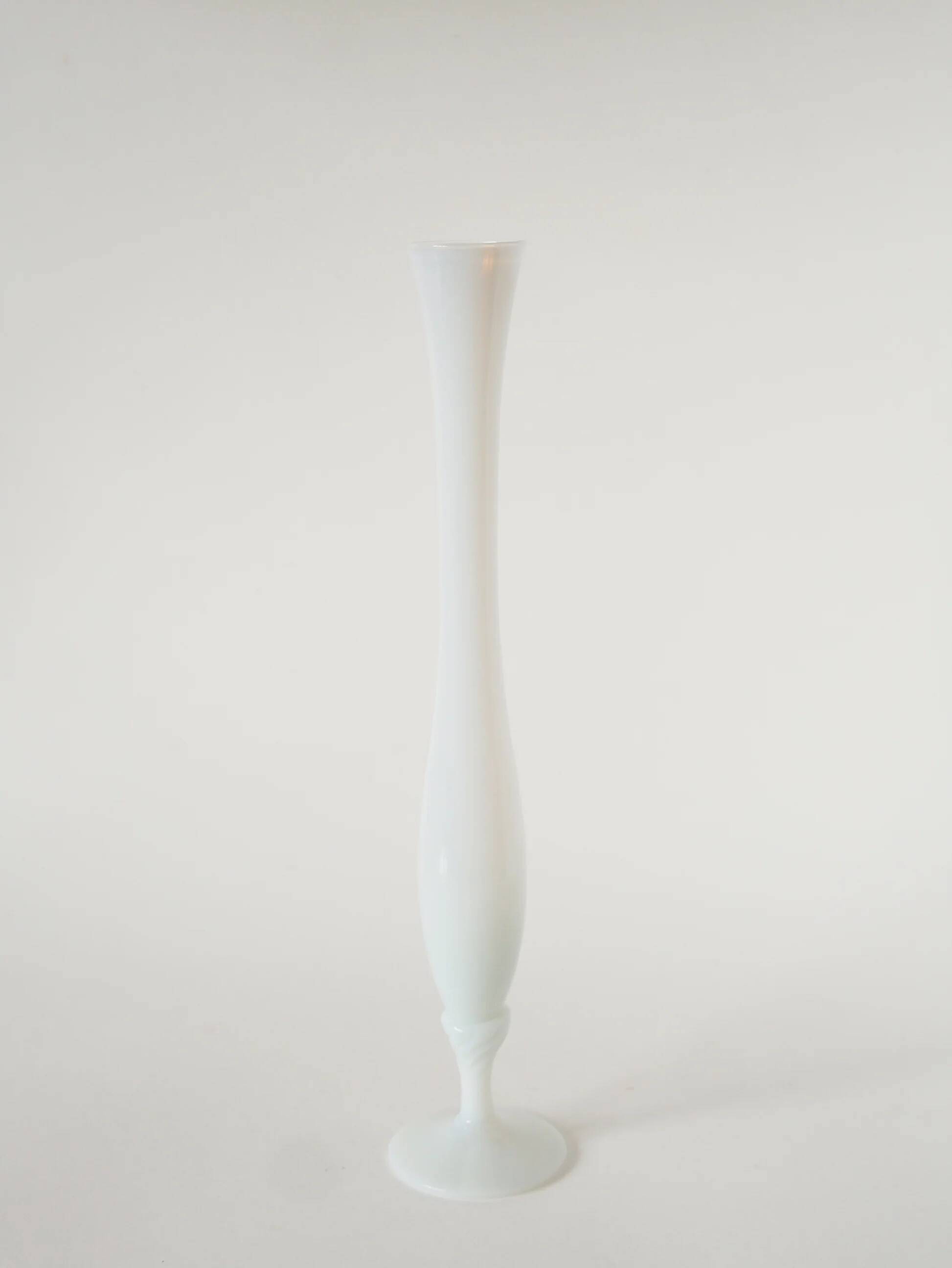Twisted foot opaline vase, white, 1970