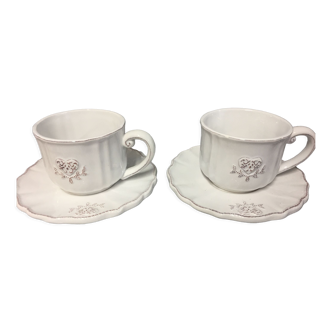 Ensemble faïence fine tête-a-tête tasses plateau cœur