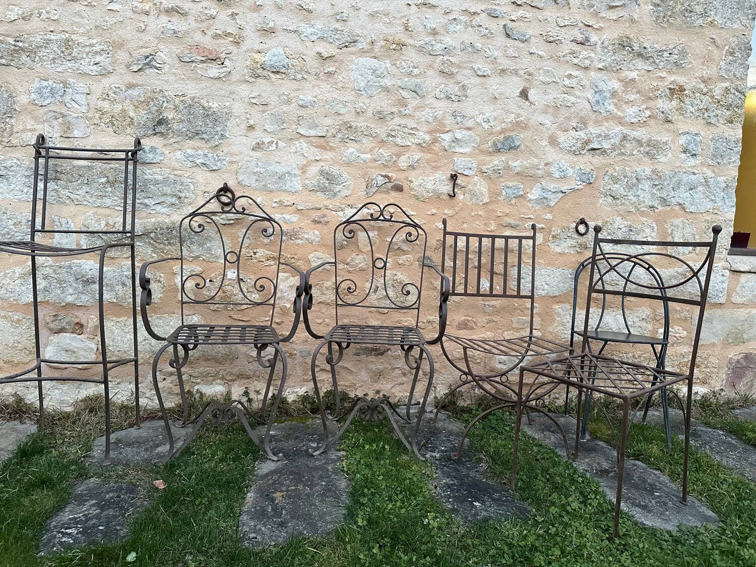 Set of handcrafted wrought iron chairs