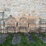 Ensemble de chaises en fer forgées artisanales