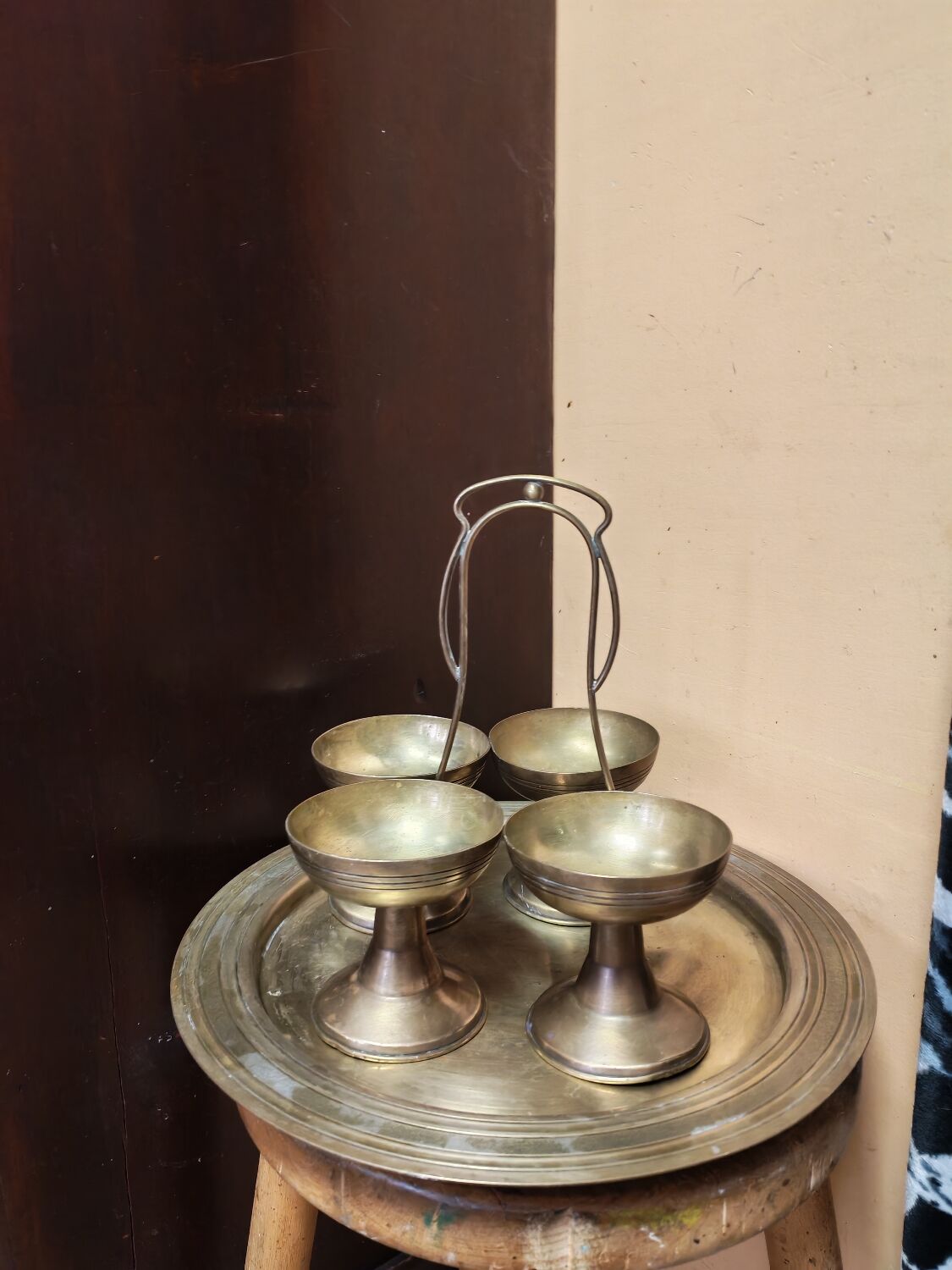 Vintage brass boho style aperitif server