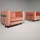 Peach pink velvet chaise longues by Luigi Caccia Dominioni for Azucena, 1960s.