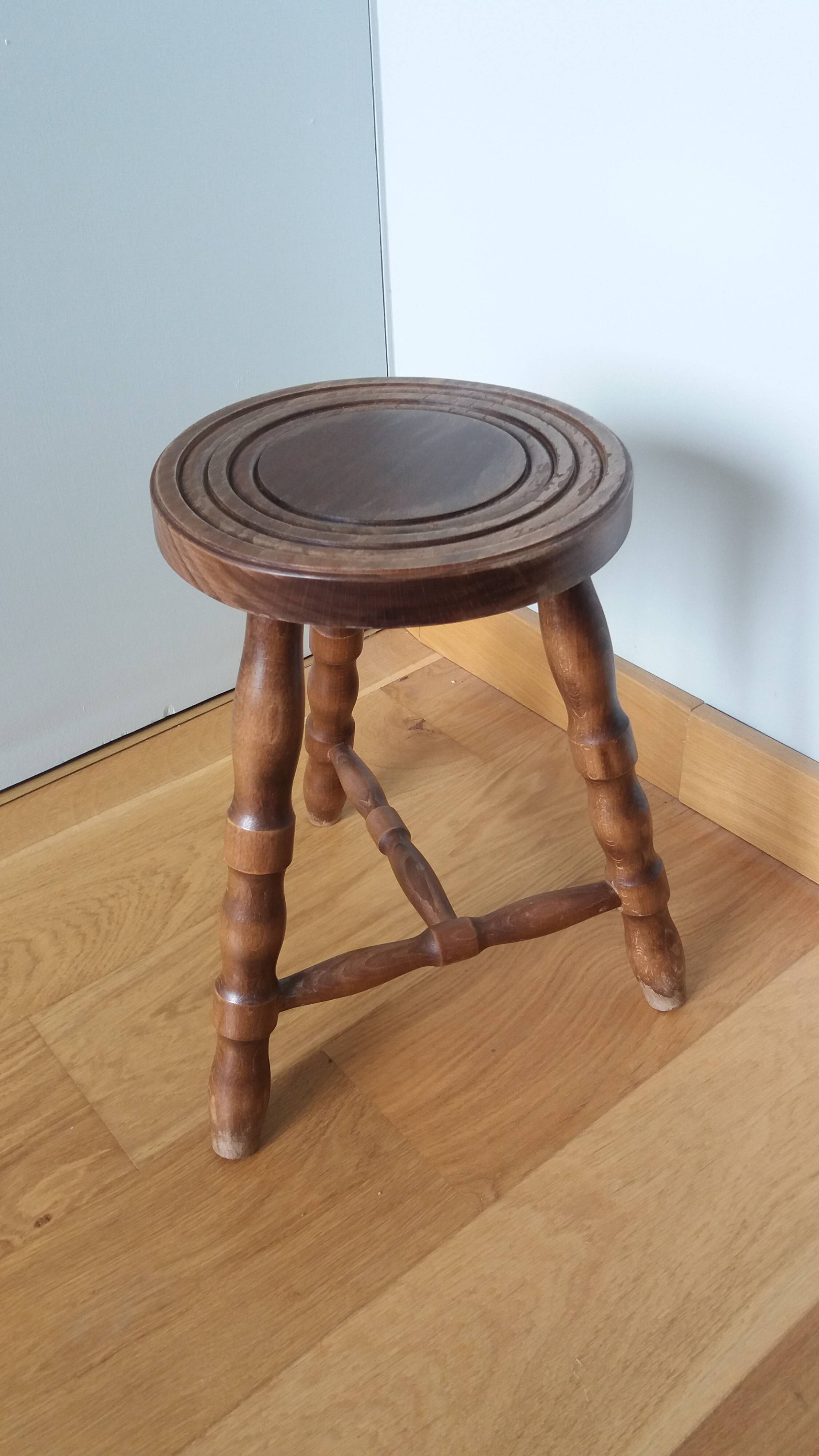 Turned wooden stool