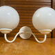 Double Minimalist Opaline Ball Wall Light + White Metal Support 80