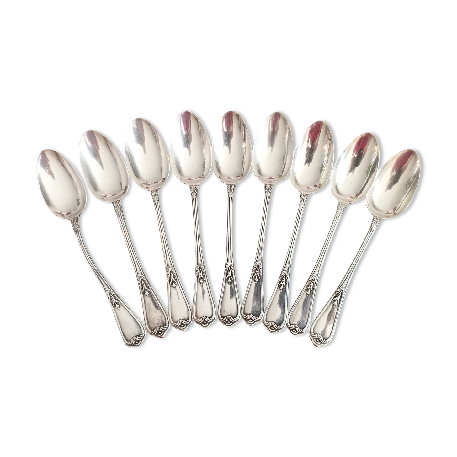Set of 9 small silver spoons Henri Soufflot