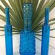 Blue chiseled glass decanter