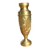 Brass vase with crane decoration
