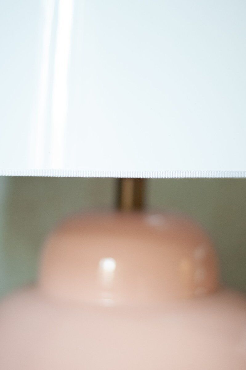 Pink ceramic lamps with methacrylate shades, 1980s, set of 2.